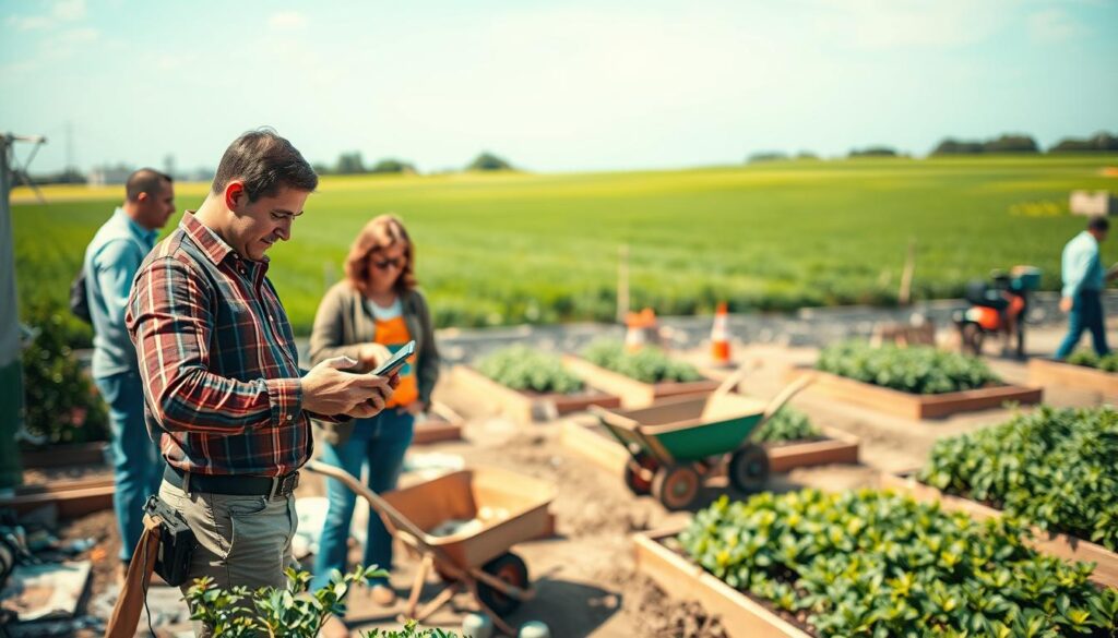 mobile Zeiterfassung Landschaftsbau auf der Baustelle