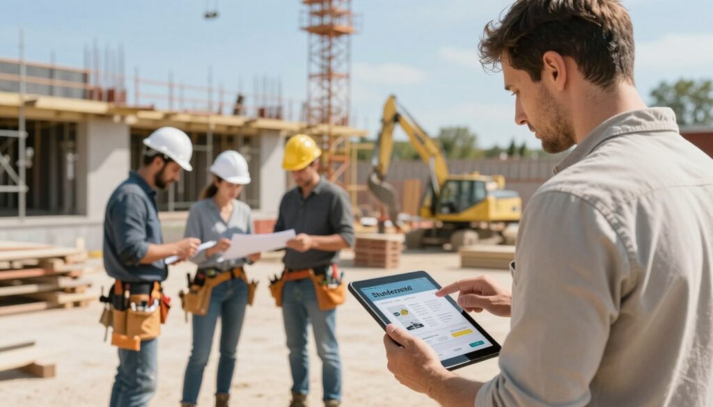 Stundenzettel App Baustelle im praktischen Einsatz
